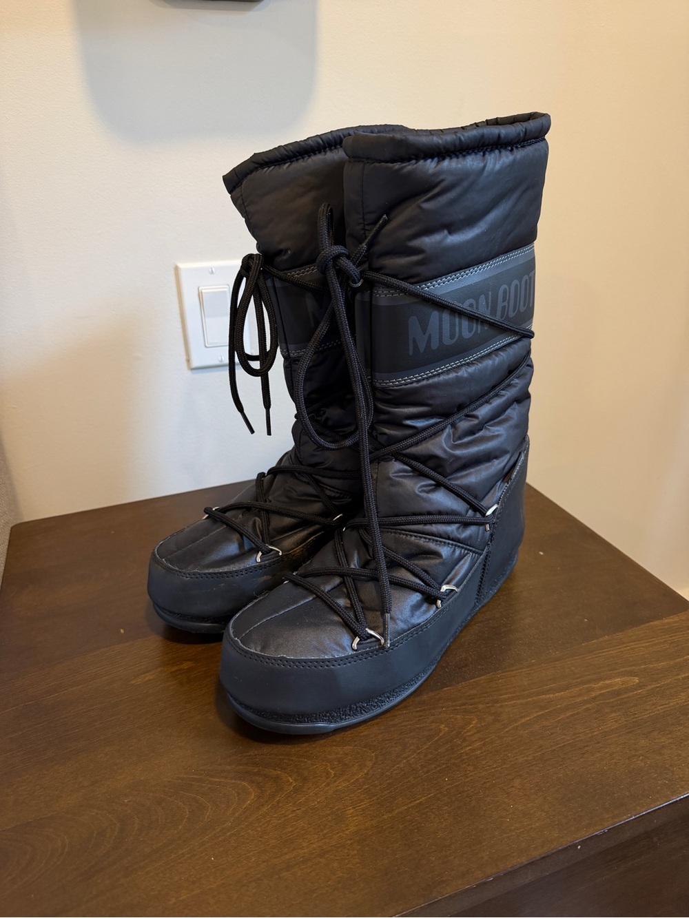 Moon Boot Black Tall Insulated Lace-Up Snow Boots